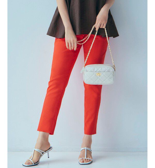 23区「【洗える】リネンレーヨンストレッチ テーパード パンツ」|その他|オレンジ系