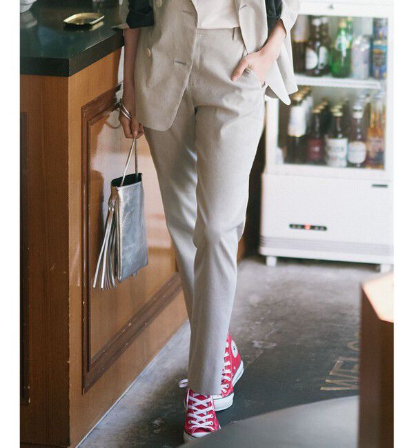 23区「【洗える】リネンレーヨンストレッチ テーパード パンツ」|その他|ベージュ系