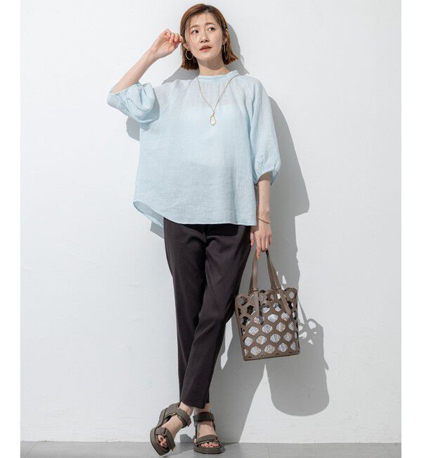 23区「【洗える】リネンレーヨンストレッチ テーパード パンツ」|その他|