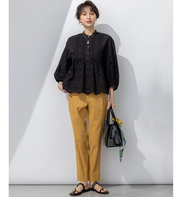 23区「【洗える】リネンレーヨンストレッチ テーパード パンツ」|その他|