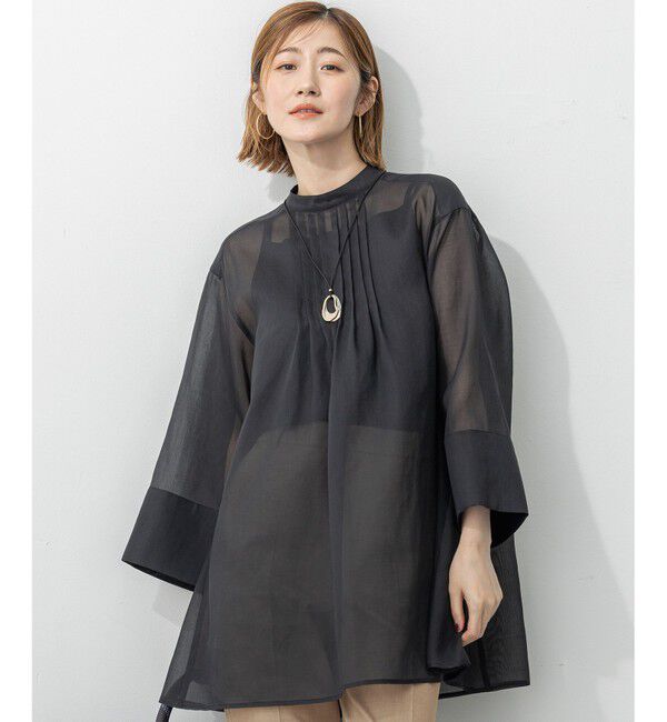 23区「【洗える】シアービエラ チュニック ブラウス」|シャツ・ブラウス|ブラック系