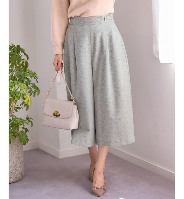 any SiS「ホームスパンワイドクロップド パンツ」|その他|ライトグレー