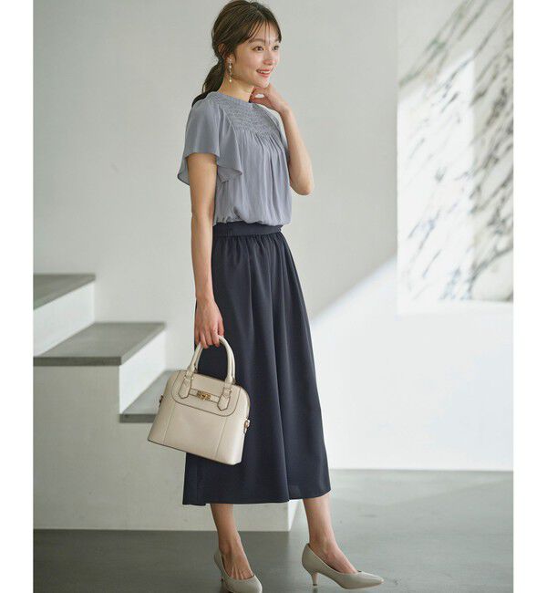 ANY SIS「【接触冷感・UVカット・吸水速乾】サラキレイワイド パンツ」|その他|ネイビー