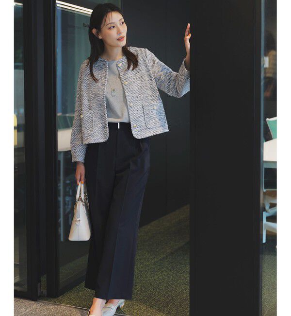 ANY SIS「ウーステッドエステル ワイドパンツ」|その他|ネイビー