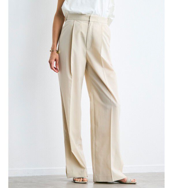 BEIGE,「【洗える/接触冷感/速乾/UVケア対応】BATEAU / イージーウエストサイドスリットタックパンツ」|その他|Beige