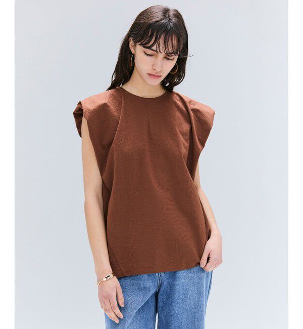 BEIGE,「【洗える】SCALA / コットンリネンボリュームスリーブトップス」|Tシャツ・カットソー|Brown