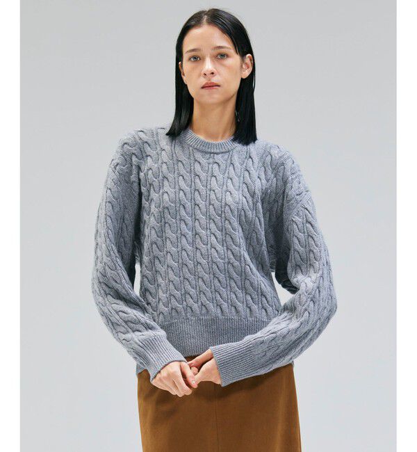 BEIGE,「【洗える】SEDONA / ウールカシミヤケーブルニット」|ニット・セーター|Gray