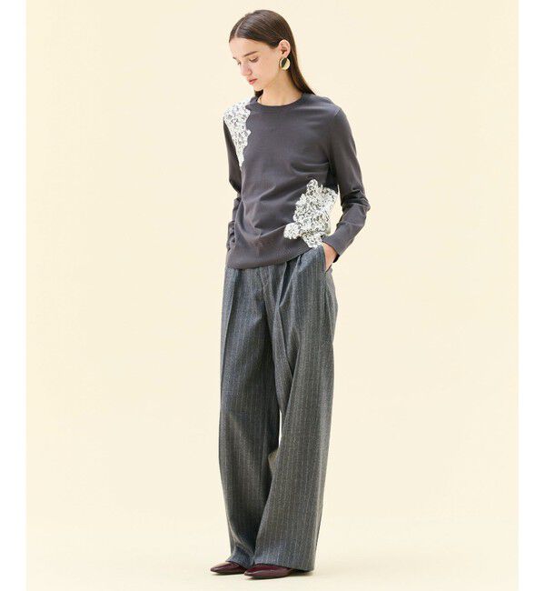 BEIGE,「【Precious掲載】DELAND / ウールピンストライプハイウエストタックパンツ」|その他|