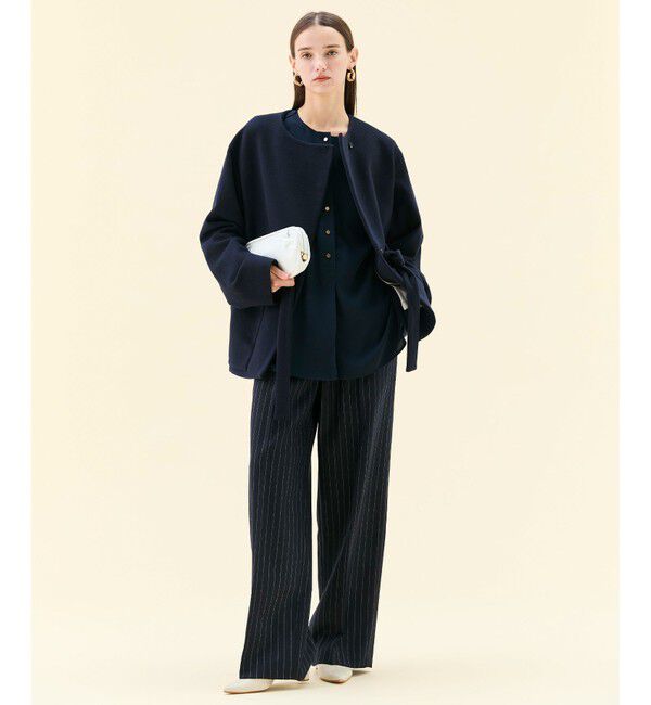 BEIGE,「【Precious掲載】DELAND / ウールピンストライプハイウエストタックパンツ」|その他|