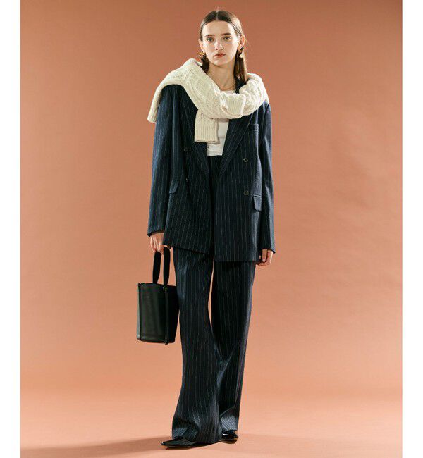 BEIGE,「【Precious掲載】DELAND / ウールピンストライプハイウエストタックパンツ」|その他|