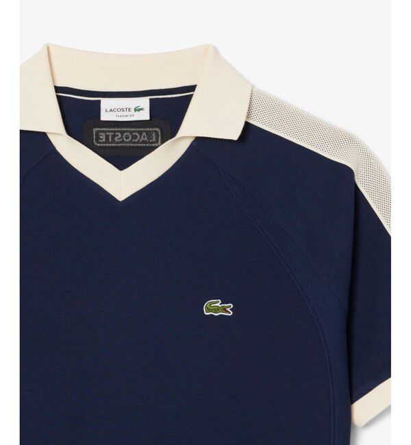 LACOSTE「メッシュショルダーオープンネックシャツ」|ポロシャツ|