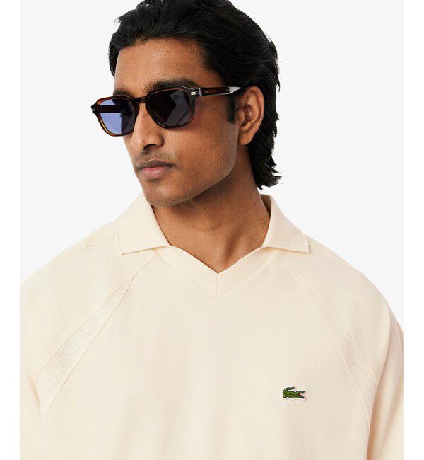 LACOSTE「メッシュショルダーオープンネックシャツ」|ポロシャツ|