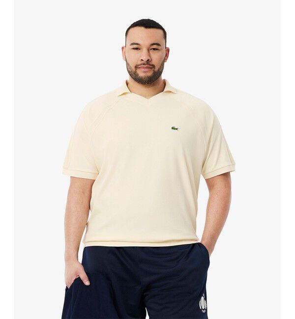 LACOSTE「メッシュショルダーオープンネックシャツ」|ポロシャツ|