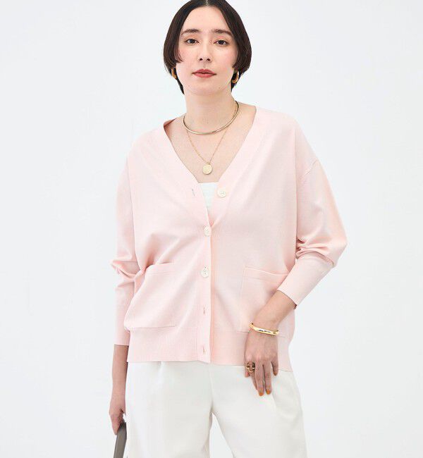 NOLLEY'S sophi「《手洗い可能》マルチファンクションVネックカーディガン」|カーディガン|ベビーピンク