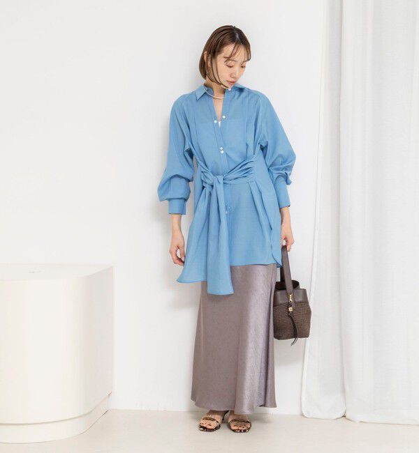 NOLLEY'S「ウォッシャブルウエストリボン2WAYロングシャツ」|シャツ・ブラウス|