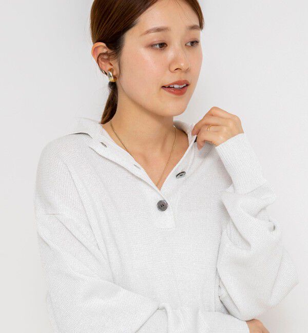 NOLLEY'S「《手洗い可能》ギマコットンポロ襟プルオーバー」|ニット・セーター|