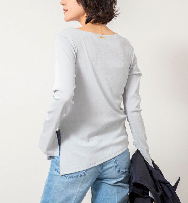 NOLLEY'S sophi「ウォッシャブルベアテレコスリットロンＴ」|Tシャツ・カットソー|サックス