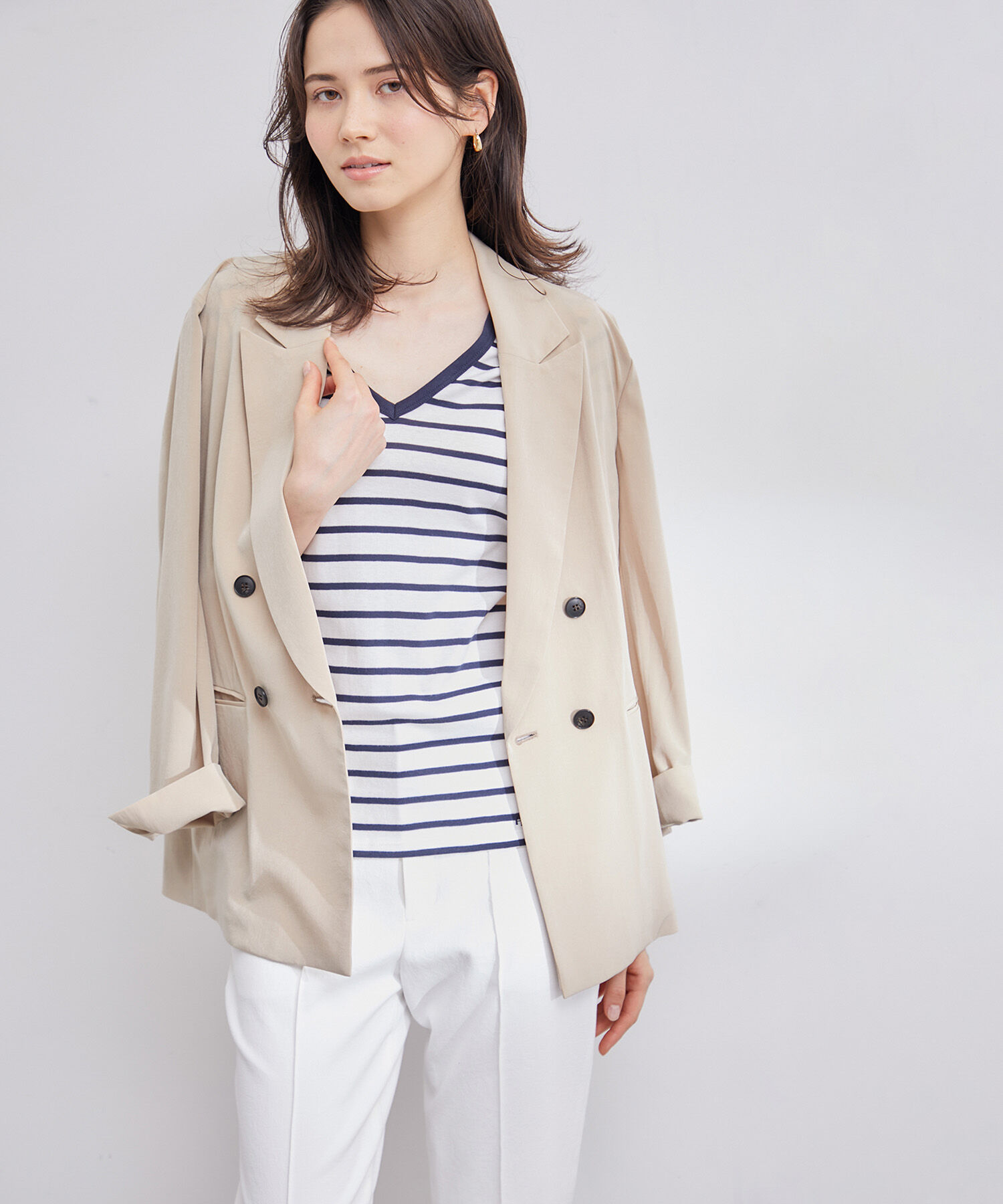 ROPE「【PETIT BATEAU（プチバトー）&times;ROPE'】VネックTEE」|Tシャツ・カットソー|