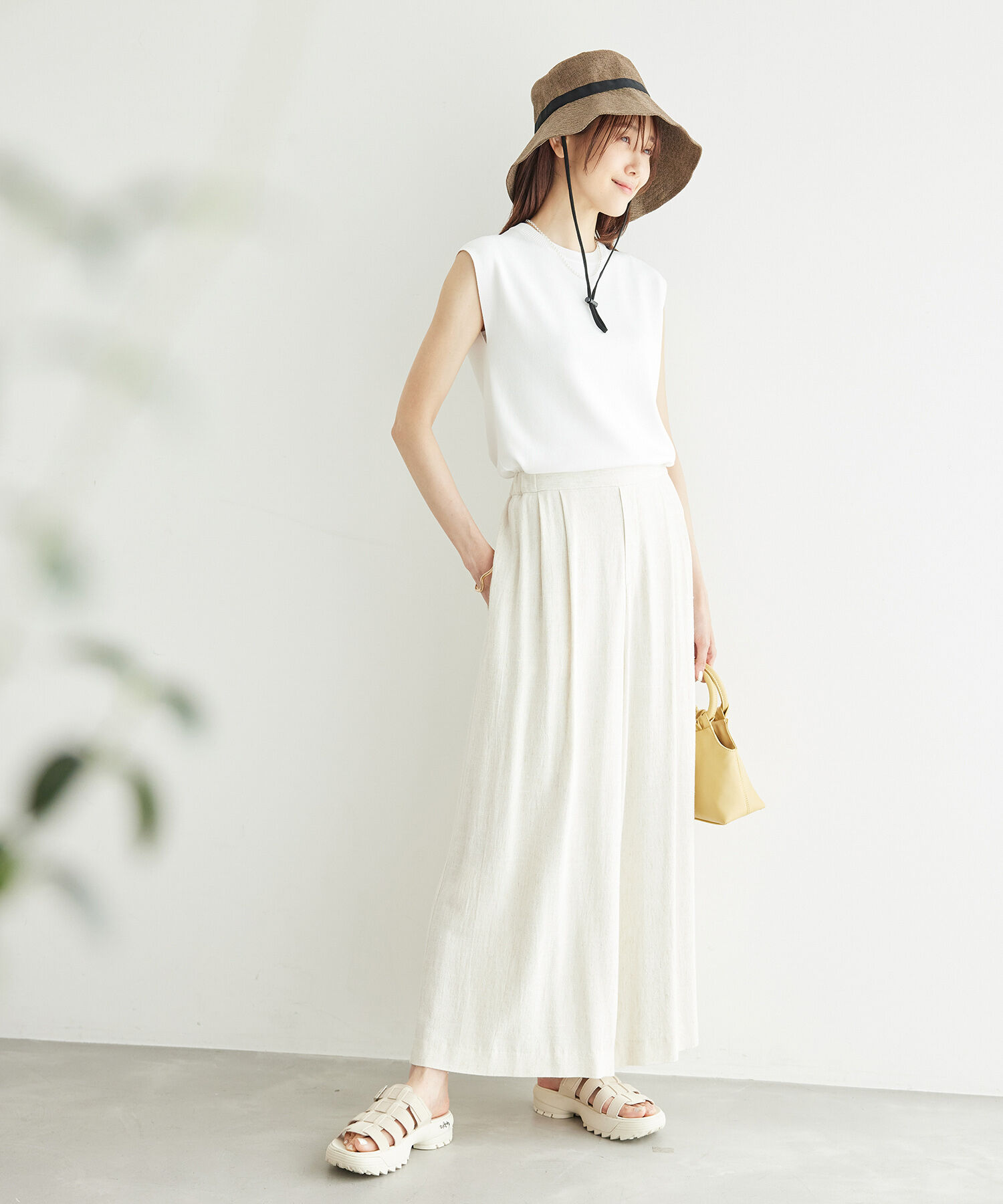 Rope&rsquo;Picnic「レーヨン麻混イージーワイドパンツ」|その他|