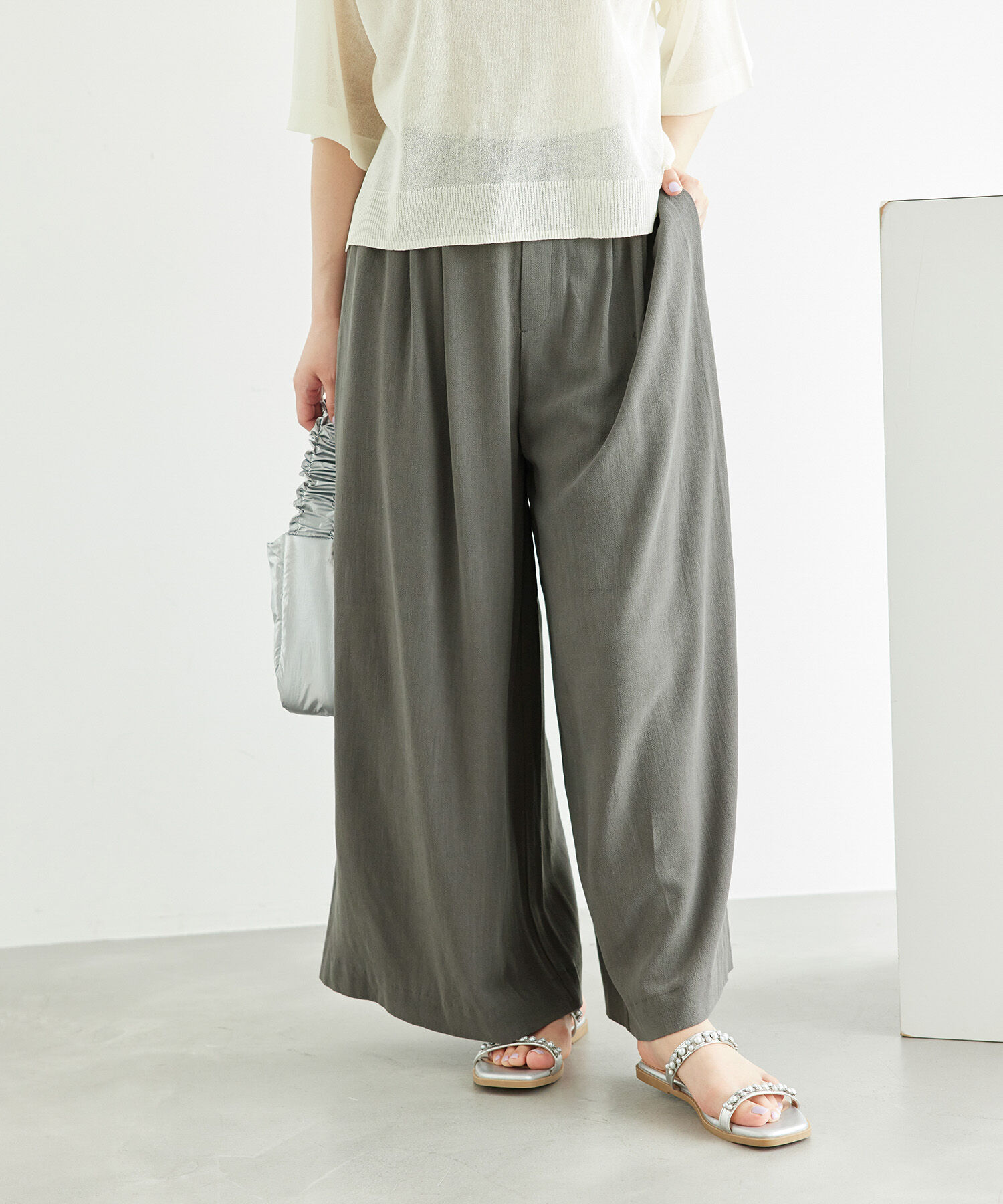 Rope&rsquo;Picnic「レーヨン麻混イージーワイドパンツ」|その他|