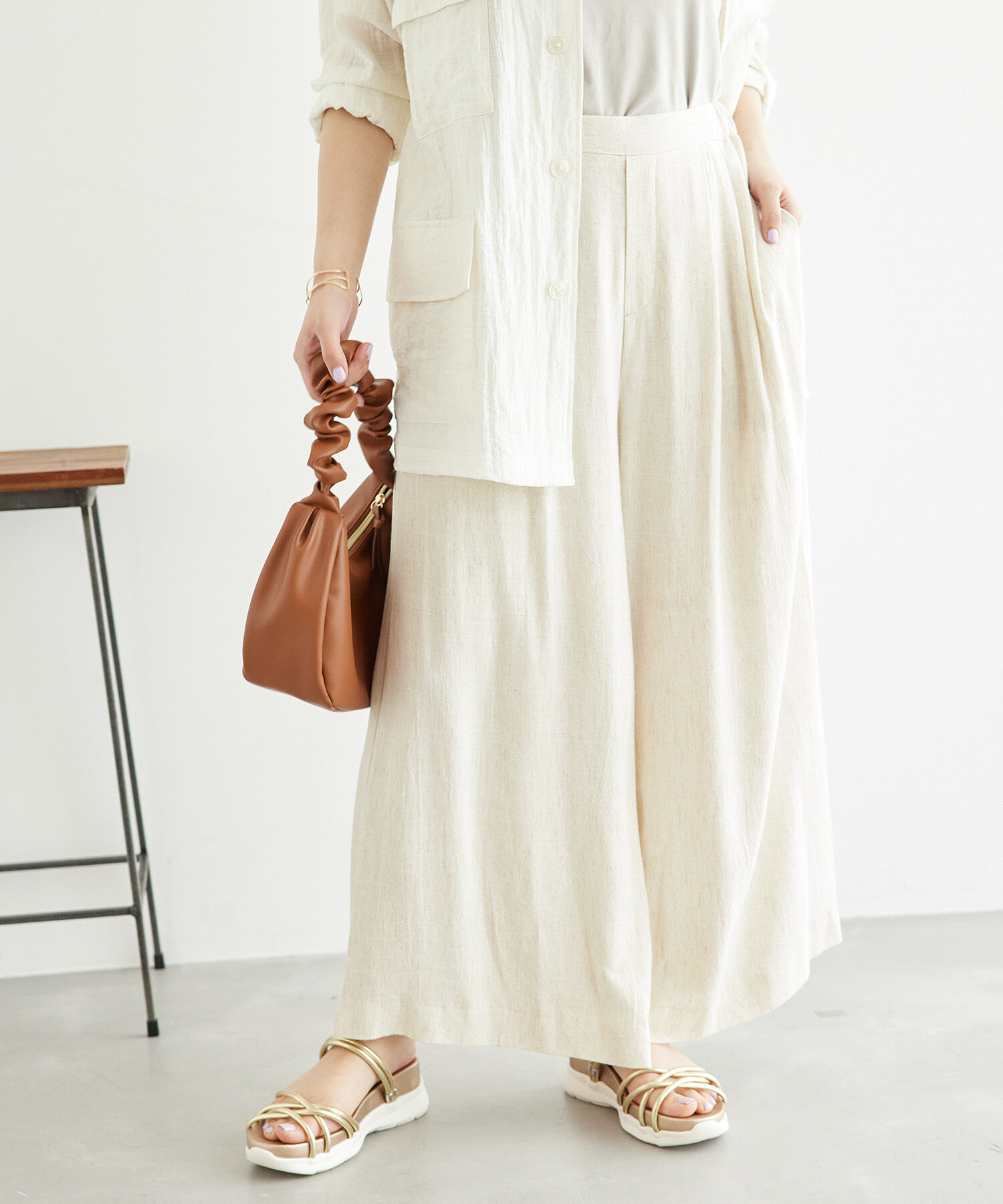 Rope&rsquo;Picnic「レーヨン麻混イージーワイドパンツ」|その他|