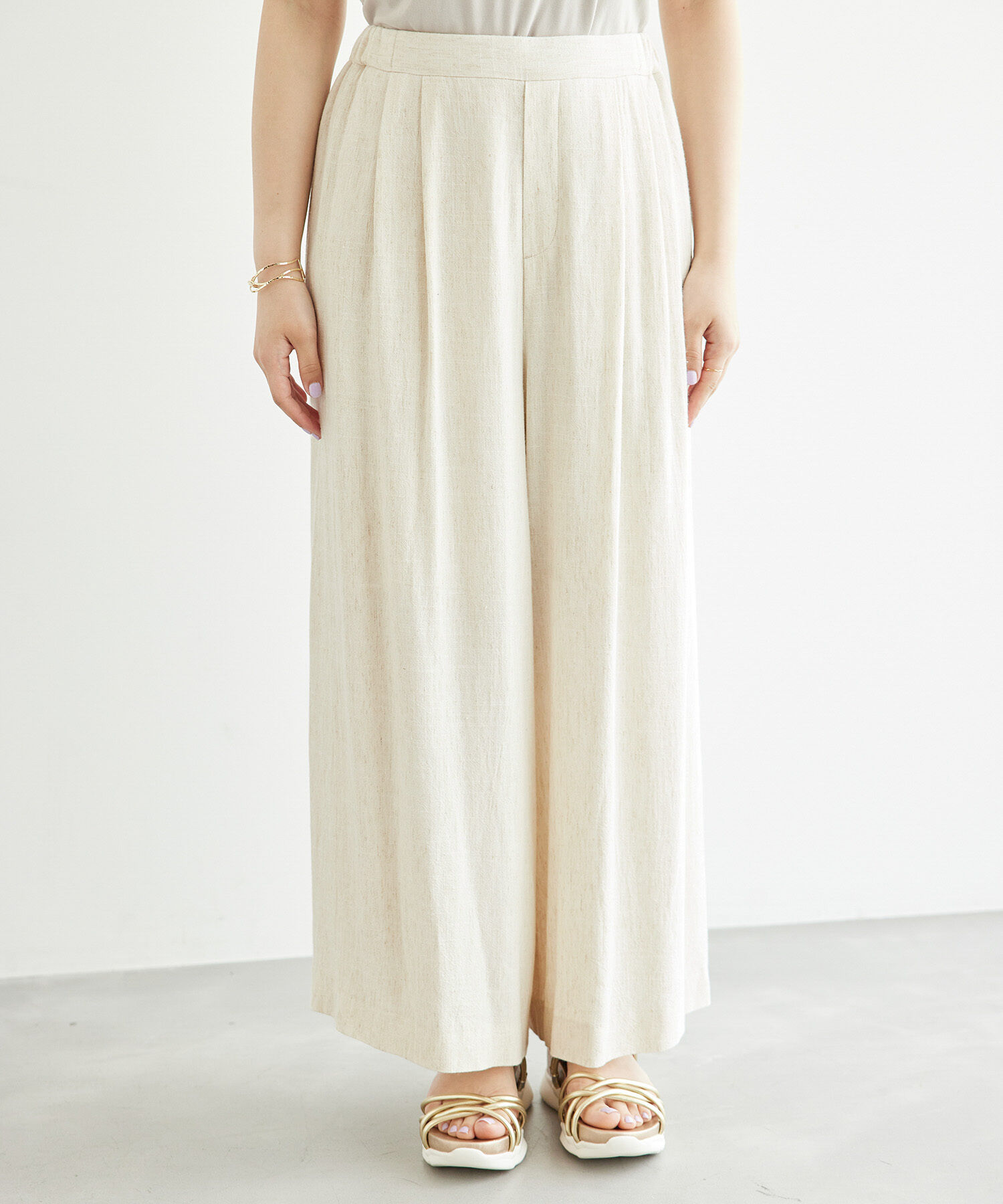 Rope&rsquo;Picnic「レーヨン麻混イージーワイドパンツ」|その他|