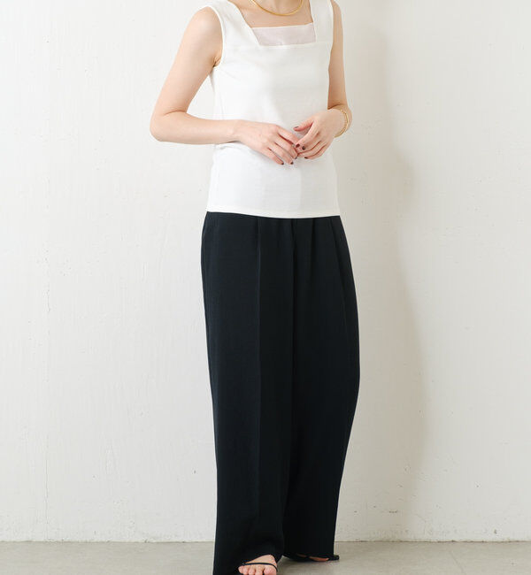  「 シアー切り替えスクエアタンクトップ」|Tシャツ・カットソー|