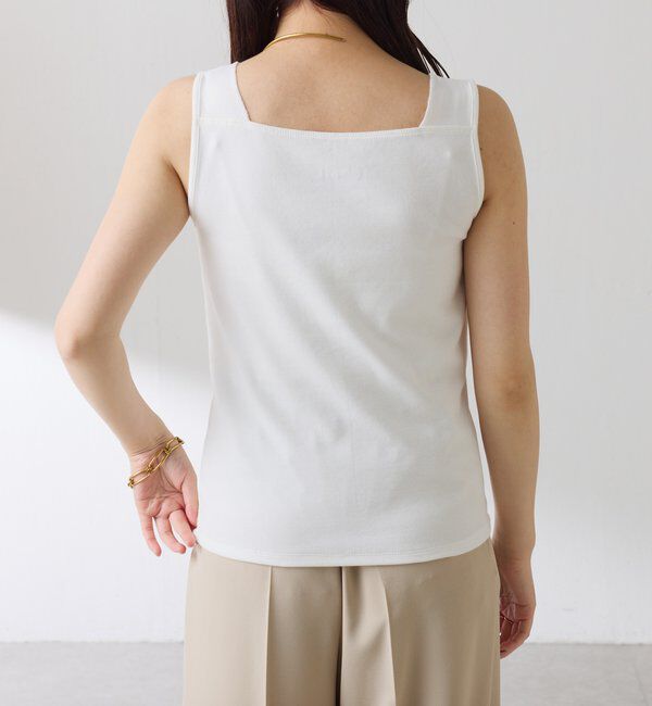  「 シアー切り替えスクエアタンクトップ」|Tシャツ・カットソー|