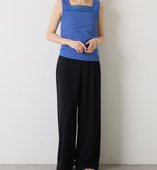  「 シアー切り替えスクエアタンクトップ」|Tシャツ・カットソー|