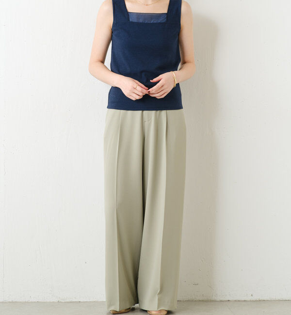  「 シアー切り替えスクエアタンクトップ」|Tシャツ・カットソー|