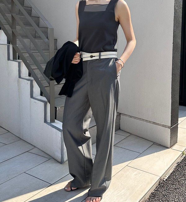  「 シアー切り替えスクエアタンクトップ」|Tシャツ・カットソー|