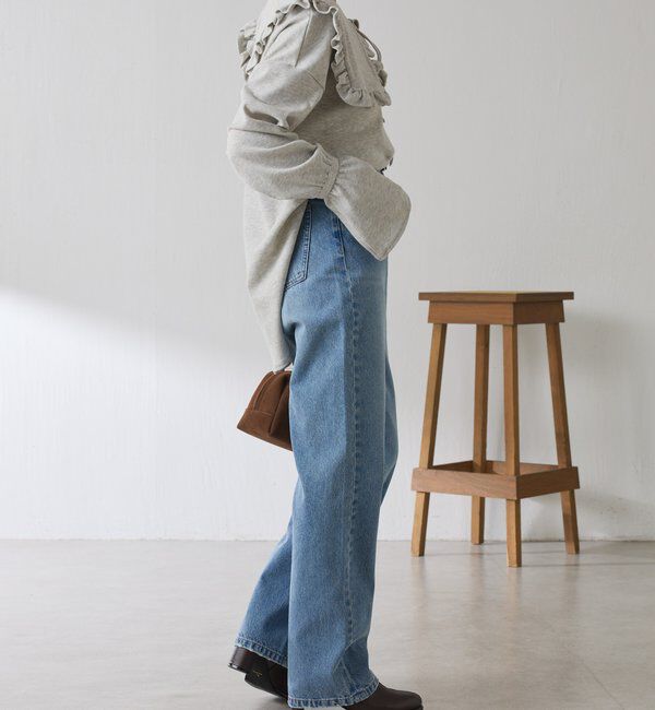  「Qanos 襟付きフリルロンT」|Tシャツ・カットソー|