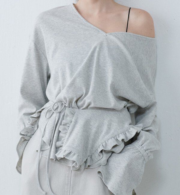  「Qanos 襟付きフリルロンT」|Tシャツ・カットソー|