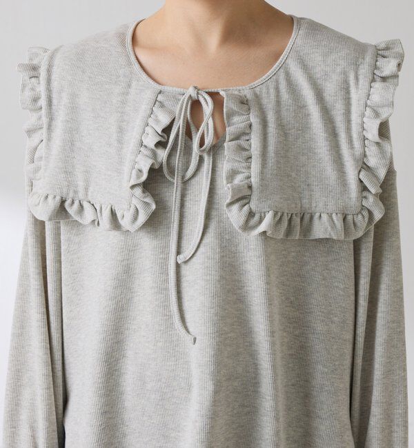  「Qanos 襟付きフリルロンT」|Tシャツ・カットソー|