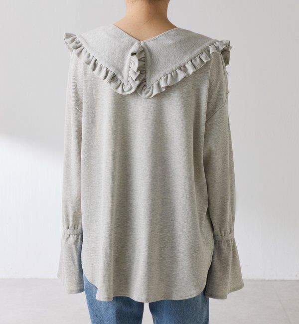  「Qanos 襟付きフリルロンT」|Tシャツ・カットソー|