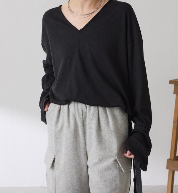  「Qanos 襟付きフリルロンT」|Tシャツ・カットソー|