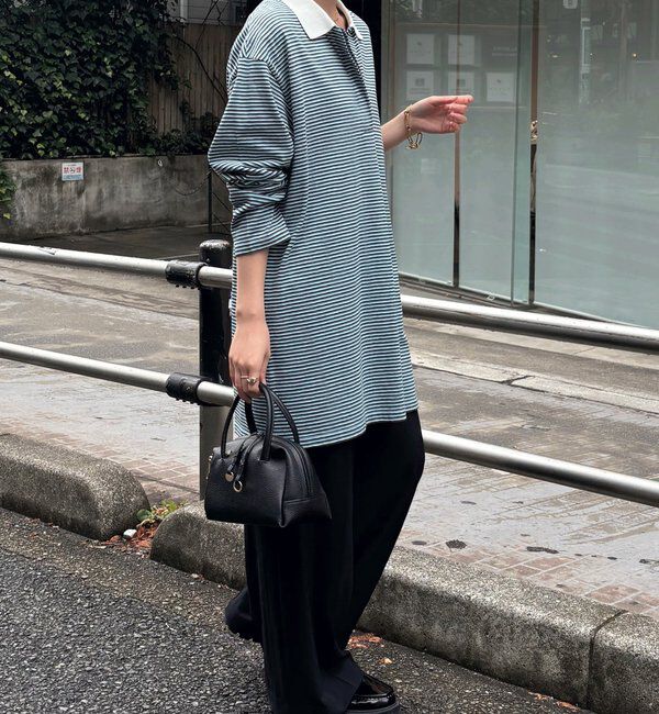  「【大人のラガーシャツ】ポロボーダーチュニック」|Tシャツ・カットソー|
