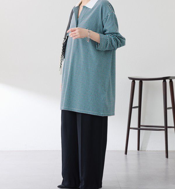  「【大人のラガーシャツ】ポロボーダーチュニック」|Tシャツ・カットソー|