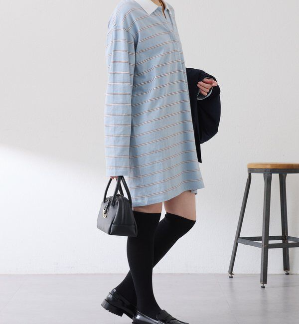  「【大人のラガーシャツ】ポロボーダーチュニック」|Tシャツ・カットソー|