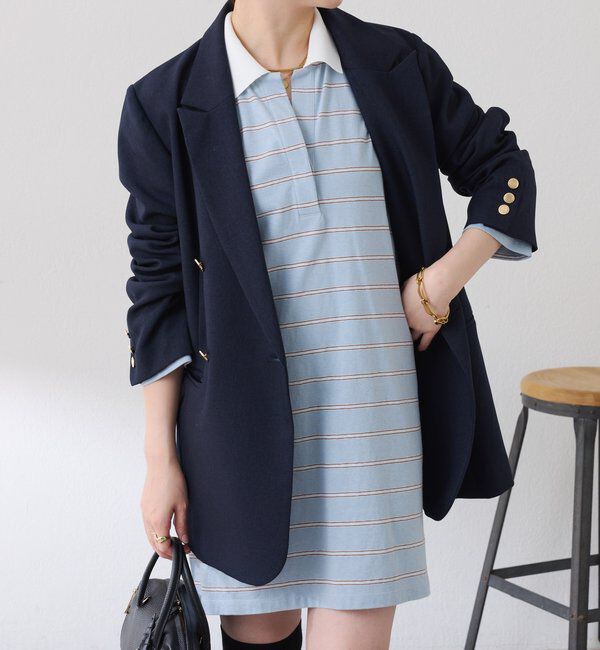  「【大人のラガーシャツ】ポロボーダーチュニック」|Tシャツ・カットソー|