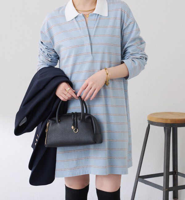  「【大人のラガーシャツ】ポロボーダーチュニック」|Tシャツ・カットソー|