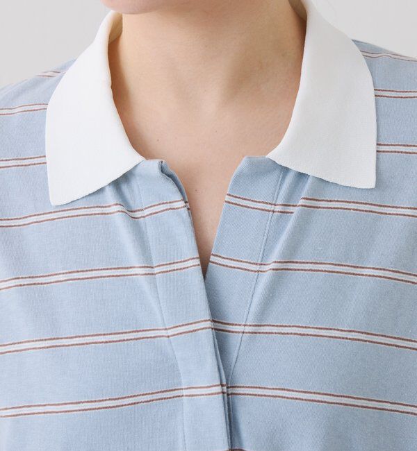  「【大人のラガーシャツ】ポロボーダーチュニック」|Tシャツ・カットソー|