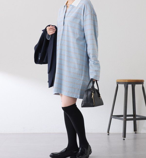  「【大人のラガーシャツ】ポロボーダーチュニック」|Tシャツ・カットソー|