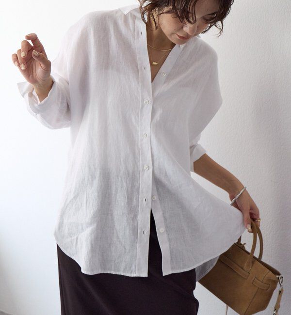  「予約【名品/サイズ展開あり】リネンワイドシャツ」|シャツ・ブラウス|オフホワイト
