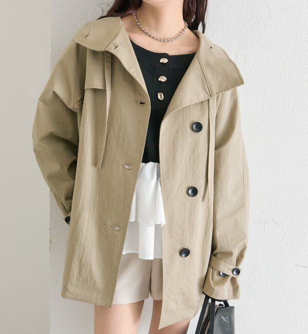  「スタンドカラーミドルトレンチ」|トレンチコート|