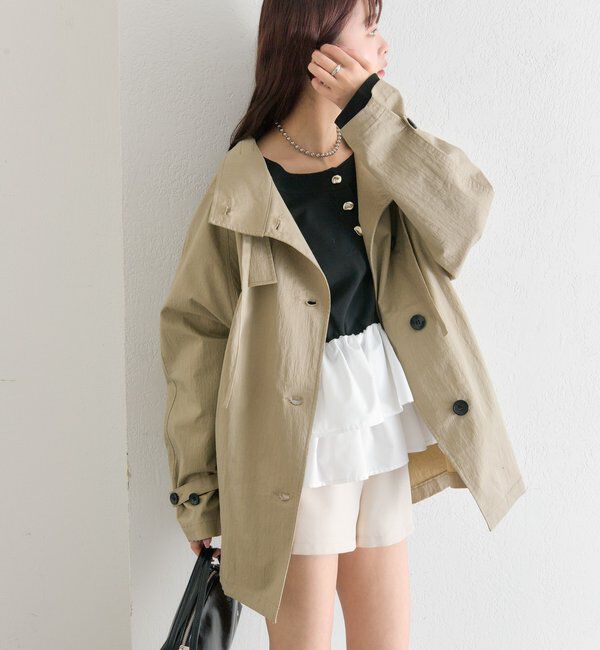  「スタンドカラーミドルトレンチ」|トレンチコート|