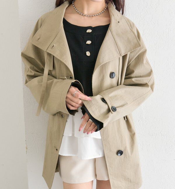  「スタンドカラーミドルトレンチ」|トレンチコート|