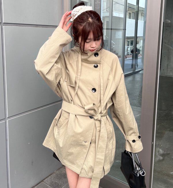  「スタンドカラーミドルトレンチ」|トレンチコート|