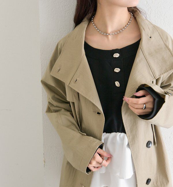  「スタンドカラーミドルトレンチ」|トレンチコート|