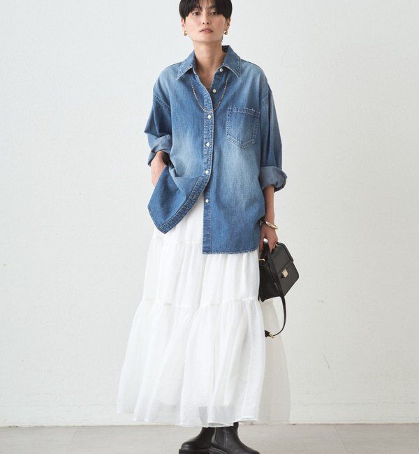  「オーガンジーティアードスカート」|スカート|